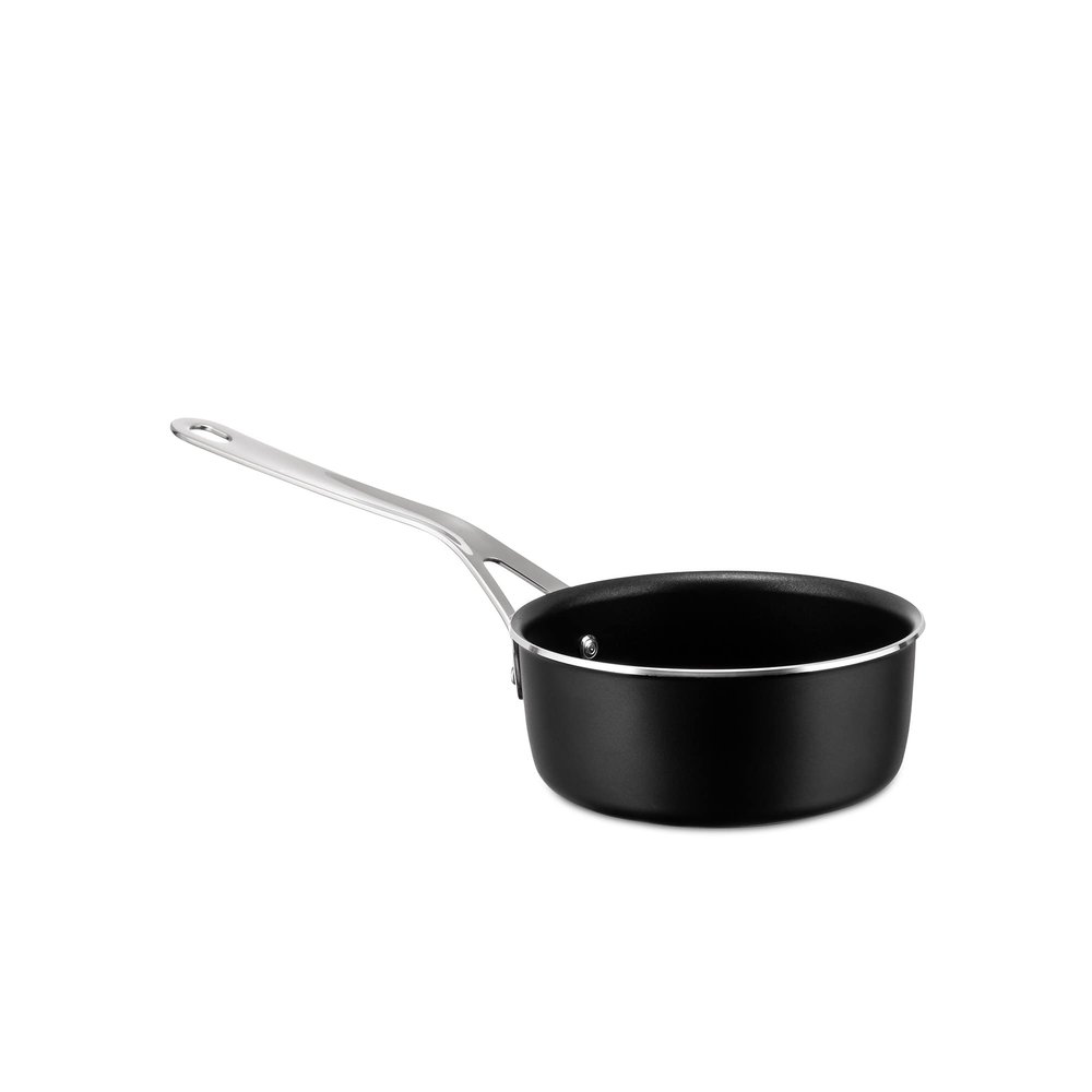 Alessi AJM105/16B Pots&Pans Saucepan in aluminium with non-stick interior, black,  16