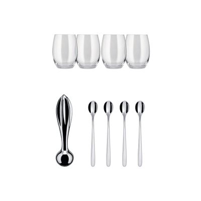 Alessi GV33SET The Player Mixing Set in 18/10 stainless steel and crystalline glass.