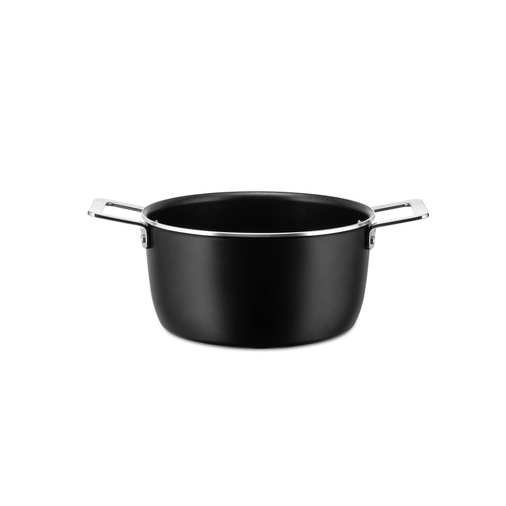 Alessi AJM101/20B Pots&Pans Casserole with two handles in aluminium with non-stick interior, black, 20