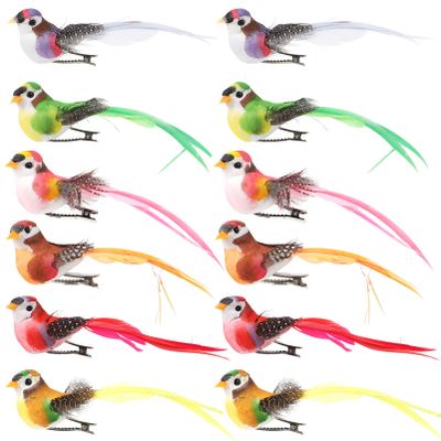 BESTOYARD 12pcs Artificial Birds Simulation Birds Clip- on Christmas Tree Ornament Small Bird Figurine for Home Indoor Outdoor Garden Easter Party Favors Color Random
