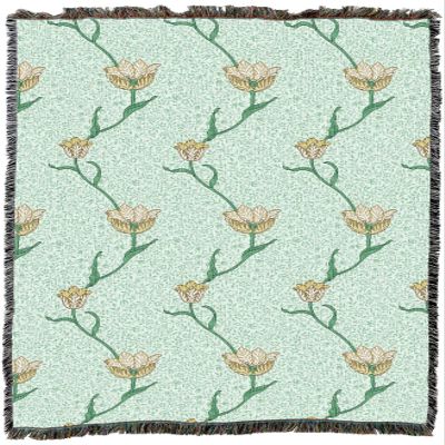 Pure Country Weavers William Morris Garden Tulip Mint Blanket XL - Arts & Crafts - Gift Tapestry Throw Woven from Cotton - Made in The USA (82x62)