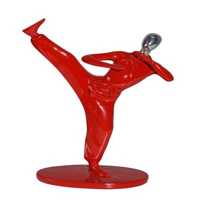 NIFAO Karate, Krav MAGA Front Kick, Red Chrome, Resin Statue - Size: 3" x 7" x 11"H
