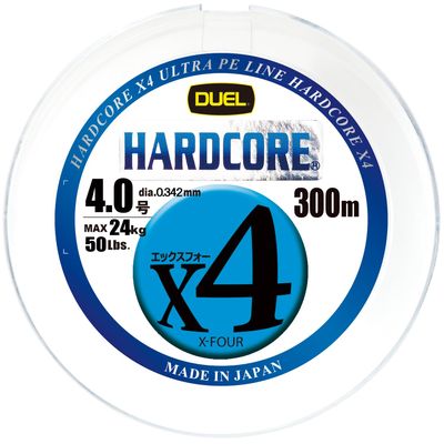 Duel Hardcore X4 H3254N-5CBL PE Fishing Line, Fishing Gear, High Strength, High Sensitivity, No. 4.0, 328.1 yd (300 m), 5 Colors, Yellow Marking