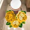 ABREEZE Rose Rug Bathroom Rug Farmhouse Carpet Yellow Floral Mats Anti-Slip(Non-Slip) Modern Carpet Washable Floor Mats for Toilet/Washroom/Bathroom (3 Roses in Bloom, Yellow) view 2