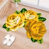 ABREEZE Rose Rug Bathroom Rug Farmhouse Carpet Yellow Floral Mats Anti-Slip(Non-Slip) Modern Carpet Washable Floor Mats for Toilet/Washroom/Bathroom (3 Roses in Bloom, Yellow) view 3