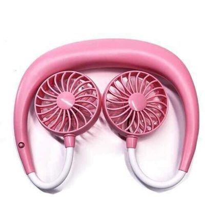 Double Cool Cordless Breezy Mini Collar Fan Portable 360Cooling Hanging Neck Fan Hands-Free USB Rechargeable Personal Mini Wearable Air Conditioner Fan - Pink