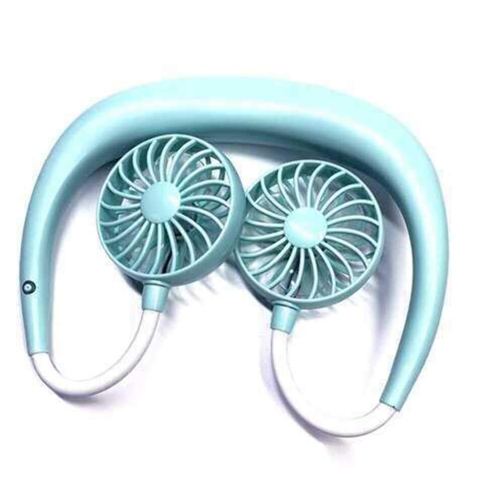 Double Cool Cordless Breezy Mini Collar Fan Portable 360Cooling Hanging Neck Fan Hands-Free USB Rechargeable Personal Mini Wearable Air Conditioner Fan - Teal