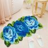 ABREEZE Rose Rug Floor Runner Handmade Rug Blue Floral Mats Anti-Slip(Non-Slip) Modern Carpet Washable Floor Mats for Bedroom/Sofa/Bathroom (3 Roses Runner, Blue) view 4