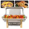 Silver Square Stainless Steel Warming Container Chafing Dish Food Warmer with Stainless Steel Lid Sliver Food Insulation Chafing Dish Buffet Warmers Set for Weddings, Buffets or Other Banquets view 3