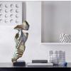 aboxoo Abstract Statues Silence is Gold Decorative Objects,Modern and Simple Resin Figurine,Desk Decoration for Office Home Piano Decor. (Silver) view 3