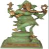 Exotic India Adorably Dancing Ganesha - Brass Statue - Color Patina Gold Color view 1