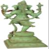 Exotic India Adorably Dancing Ganesha - Brass Statue - Color Patina Gold Color view 3