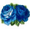 ABREEZE Shabby Rose Shaped Rug Floor Handmade Rug Blue Floral Mats Anti-Slip(Non-Slip) Modern Carpet Washable Floor Mats for Bedroom/Kitchen/Sofa/Bathroom/Farmhouse/Toilet (2 Roses, Blue) view 1