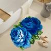 ABREEZE Shabby Rose Shaped Rug Floor Handmade Rug Blue Floral Mats Anti-Slip(Non-Slip) Modern Carpet Washable Floor Mats for Bedroom/Kitchen/Sofa/Bathroom/Farmhouse/Toilet (2 Roses, Blue) view 4