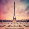 Iconic Arts Laminated 24x36 Poster: Eiffel Tower Paris with Background of Clouds hd Travel HD view 1