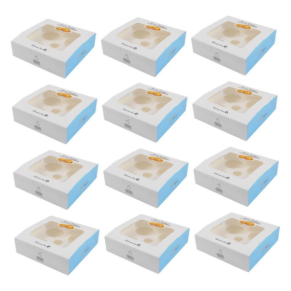 BESTOYARD 25pcs Festive Modern Baked Goods Display Boxes with Clear Window & Top Opening, Ideal for Egg Tarts, Cupcakes, Pastries, Size 16X16X4.5CM