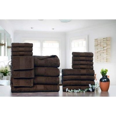18 Piece Luxury 100% Cotton Bath Towels Set - Premium Quality Extra Fluffy Highly Absorbent Soft Bath Towels Set -Lightweight Brown Bath Towels Set - 10 Wash, 4 Bath, & 4 Hand Towels for Bathroom