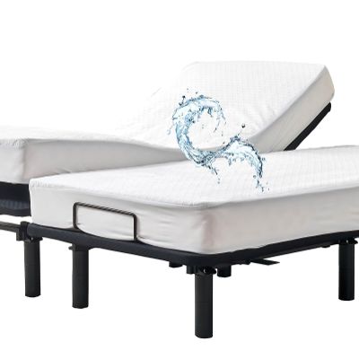 Bamboo Viscose Cooling Split King Mattress Protector for Adjustable Bed Waterproof Soft Breathable Fitted Matress Cover Pad