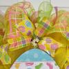 Yellow Plaid Easter Egg Deco Mesh Handmade Wreath. Available in 24 inch and 28 inch diameters. view 3