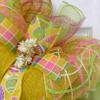 Yellow Plaid Easter Egg Deco Mesh Handmade Wreath. Available in 24 inch and 28 inch diameters. view 4