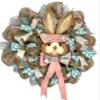 Easter Bunny Bonnet Handmade Deco Mesh Wreath. Available in 24 inch and 28 inch diameters. view 1