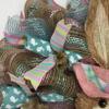 Easter Bunny Bonnet Handmade Deco Mesh Wreath. Available in 24 inch and 28 inch diameters. view 3