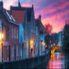 Iconic Arts Laminated 24x36 Poster: Canal Between Belgium Bridge Bruges and Building 4k 5k hd Travel HD view 1