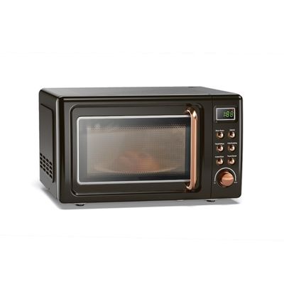 ARLIME Retro Microwave 0.7Cu.ft, 700 Watt Countertop Microwave with 5 Micro Power Defrost & Auto Cooking Function, LED Display, Child Lock, Small Microwave for Kitchen, RV, Dorm (Golden)