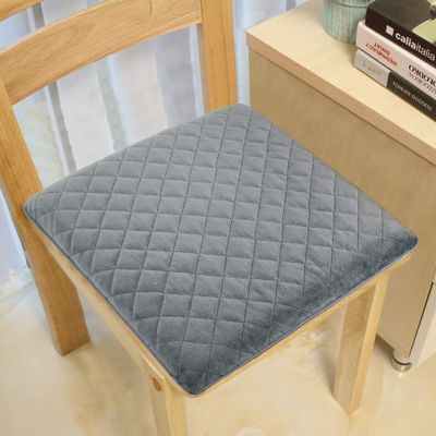 COMFORTANZA Medium-Firm 16x16x1.6 Memory Foam Seat Cushion for Kitchen, Dining, Office Chairs, Car Seats - Washable Velvety Cover w/Waterproof Layer, Non-Slip Base - Comfort, Back Pain Relief - Gray