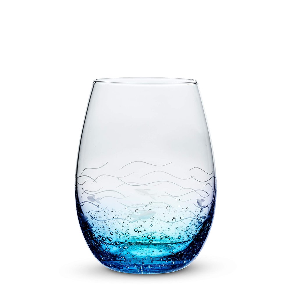 Abbott Collection Fish Cut Stemless Goblet-4.75" H