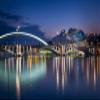 Iconic Arts Laminated 24x36 Poster: Lyon Museum Bridge in France During Nighttime hd Travel HD view 1