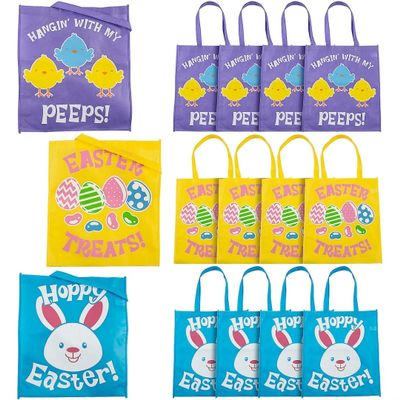 Fun Express - Large Easter Totes for Easter - Apparel Accessories - Totes - Novelty Totes - Easter - 12 Pieces
