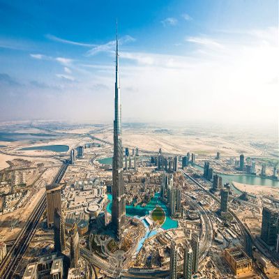 Iconic Arts Laminated 24x36 Poster: Aerial View of Architecture Building City Cityscape Dubai Panorama Skyscraper 4k hd Travel HD