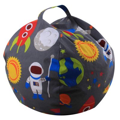 AMGJ Stuffed Animal Storage Bean Bag Chair, Beanbag Cover for Kids and Adults, Canvas Plush Toys Organizer for Boys and Girls,Style 1,18inch