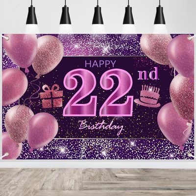 22nd Birthday Decorations for Girls IMISI Happy Birthday Banner Pink Decorations for A Party Birthday Backdrop for Women