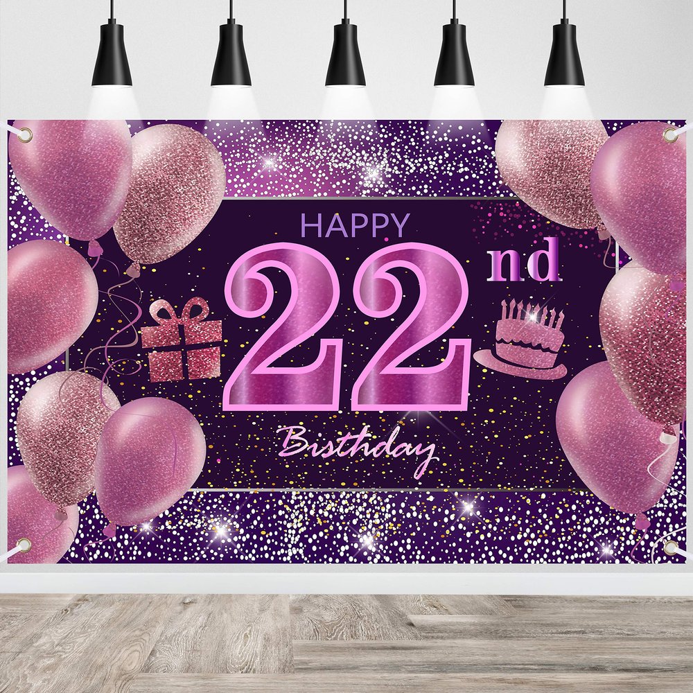 22nd Birthday Decorations for Girls IMISI Happy Birthday Banner Pink Decorations for A Party Birthday Backdrop for Women