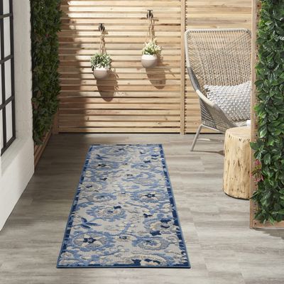 Nourison Home Aloha Blue Grey 2'3" x 8' Area Rug - Easy Clean, Non Shedding, Bed Room, Living Room, Dining Room, Kitchen (8' Runner)