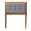 Baxton Studio Sarine Mid-Century Modern Dark Grey Fabric Upholstered and Walnut Brown Finished Wood Twin Size Headboard view 2
