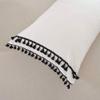 Bed Fringes Bedding Pom Pom UO Pillow Throw Cover Cushion Bed Bohemian Sham Sofa Tassels Cotton Pillow Cover Set of 2 (Ivory-Black Bell Tassels, 26x26 Inches) view 2