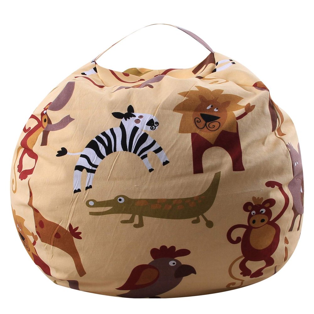 AMGJ Stuffed Animal Storage Bean Bag Chair, Beanbag Cover for Kids and Adults, Canvas Plush Toys Organizer for Boys and Girls,Style 3,18inch