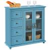 Kitchen Buffet Sideboard with Spacious Tabletop 4 Sliding Drawers and 3-Tier Cabinet Can Be Used As Dining Room Buffet Or As Storage Cabinet view 3
