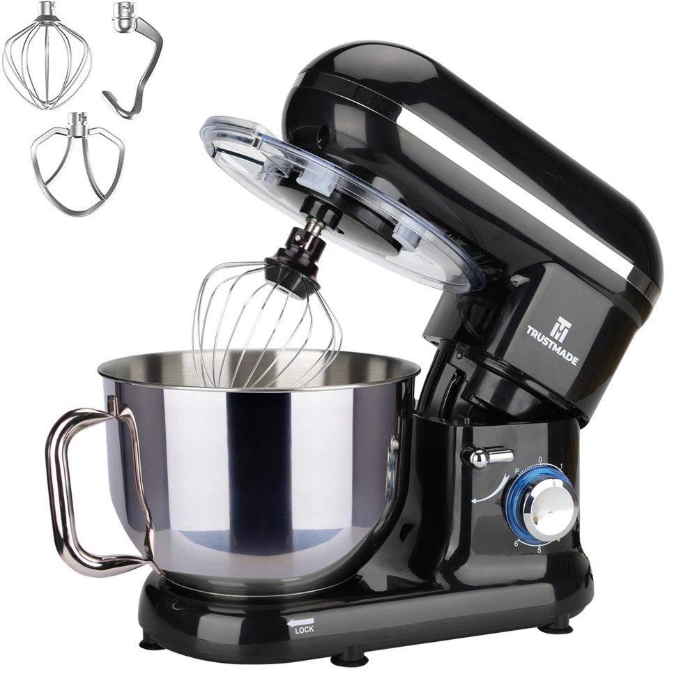 5.8QT 6 Speed Control Electric Stand Mixer with Stainless Steel Mixing Bowl Food Mixer (Black)