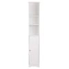 samanoya Bathroom Storage Cabinet,Tall Linen Cabinet with Door and Shelves,Slim Freestanding Linen Tower,Multifunctional Narrow Side Floor Organizer for Small Spaces,White view 1