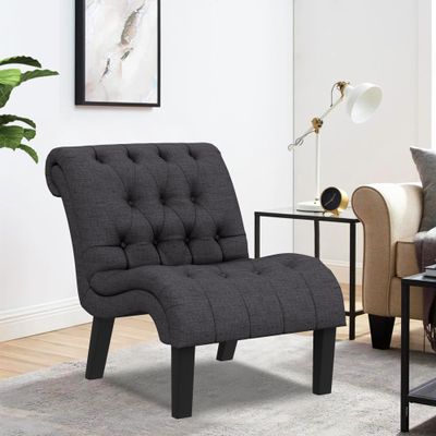 Armless Upholstered Accent Chair Button Tufted Slipper Chair Side Chair for Dining Room Living Room Bedroom Funiture
