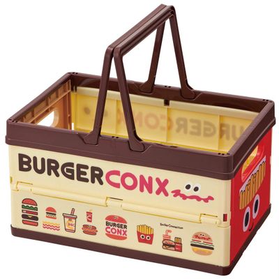 Skater BWOT13-A Folding Storage Box, Toy Box with Handles, Stacking Basket, Burger Conx, 15.0 x 9.7 x 7.7 inches (38 x 25 x 19.5 cm)