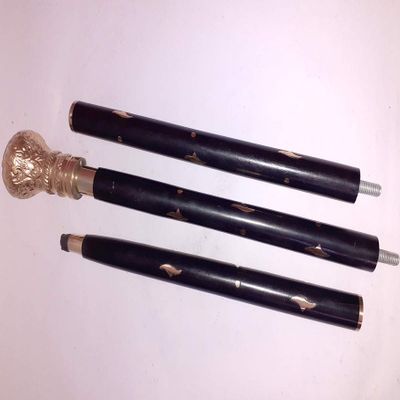 Designer Brass Handle Three FOLD Walker Wooden Walking Stick Head Cane Antique Designer Victorian Silver Handle Cane Walking Stick 3 fold Wooden Walking Cane