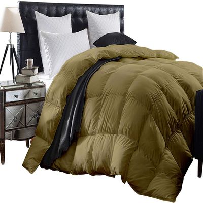 1-Piece All Season Luxurious 800TC Down Alternative Comforter, 100% Egyptian Cotton 100 GSM Comforter Only- Hospital Twin Taupe Solid