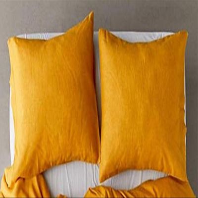 Bed Fringes Bedding Pom Pom UO Pillow Throw Cover Cushion Bed Bohemian Sham Sofa Tassels Cotton Pillow Cover Set of 2 (Solid Gold, 16x24 Inches)