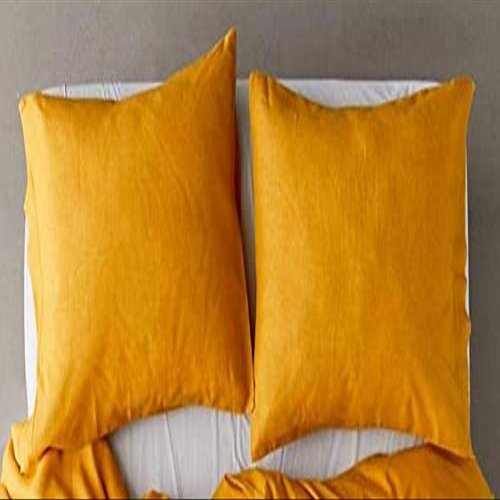 Bed Fringes Bedding Pom Pom UO Pillow Throw Cover Cushion Bed Bohemian Sham Sofa Tassels Cotton Pillow Cover Set of 2 (Solid Gold, 16x24 Inches)