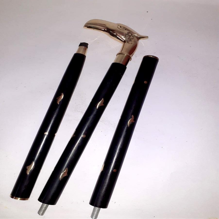 Ganga Nautical Walking Stick Handcrafted with Brass Handle in Eagle face, Walking Stick for Women Old Age